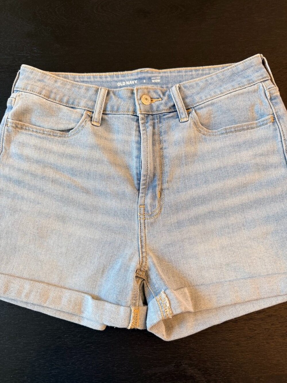 Old Navy WOW High Rise Rolled Cuff Denim Jean Shorts Light Wash 8